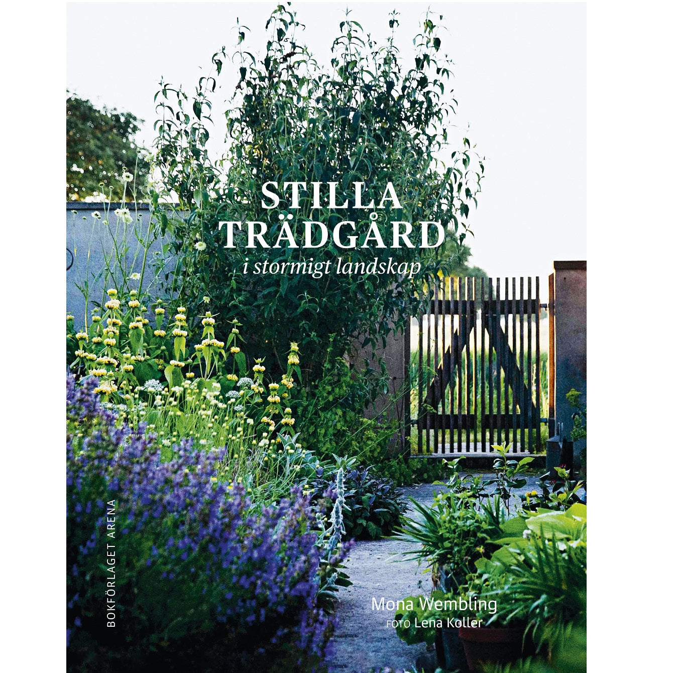 Stilla trädgård i stormigt landskap