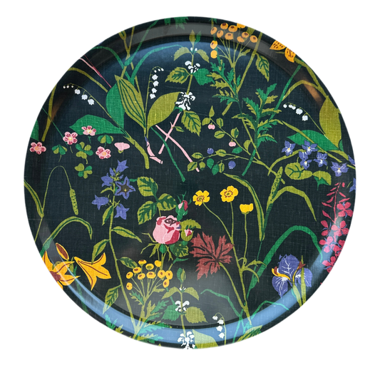 Bricka Ros och Lilja, svart